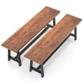 thumbnail image 1 of Costway 2 PCS 60" Dining Bench 3 Person Entryway Shoe Bench with Metal Frame for Hallway, 1 of 10