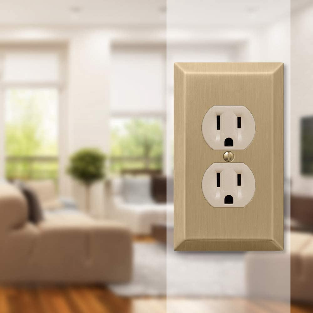 Amerelle 163DBZ Moderne Wallplate 1 Duplex Steel Brushed Bronze 1-Pack