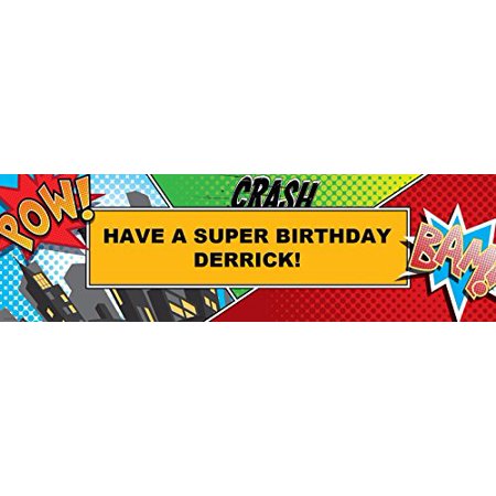 Superhero Comics Personalized Party Supplies Custom Text Vinyl