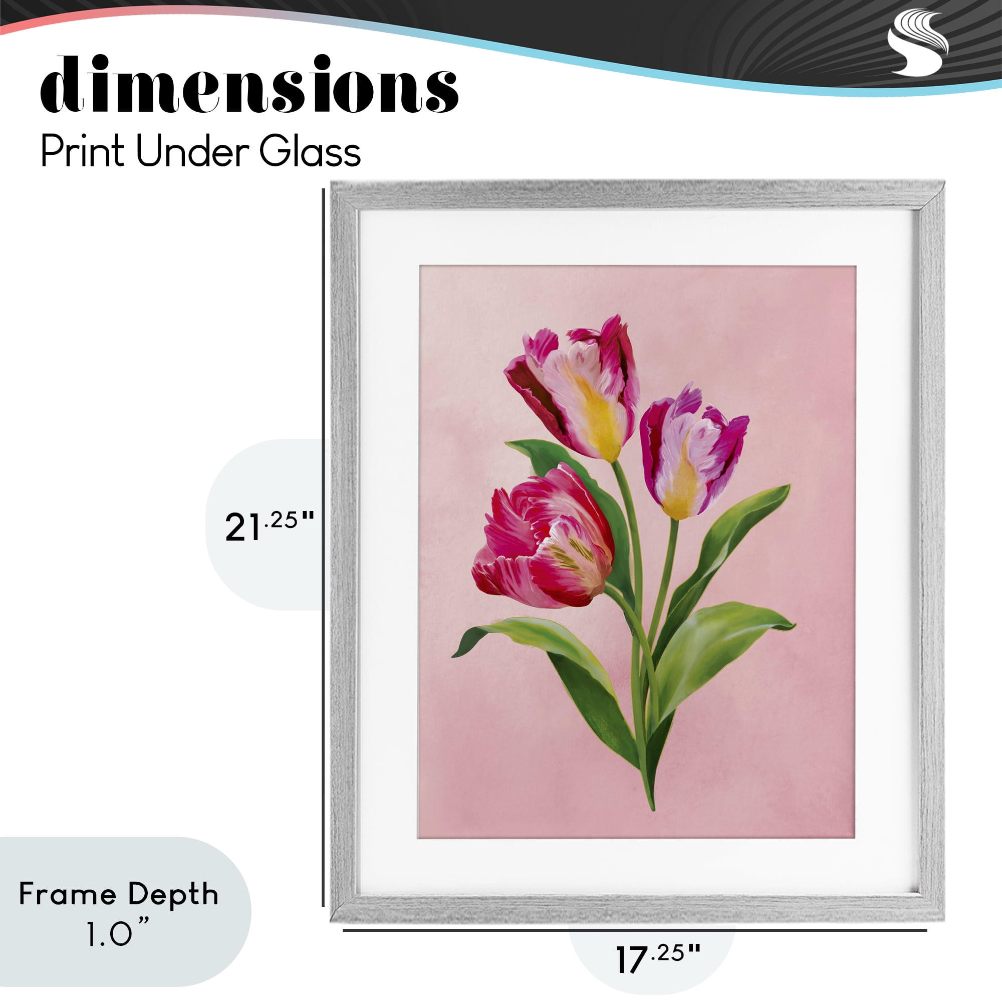 Stupell Industries Vibrant Magenta Tulips Gray Framed Print Under Glass, design by Diane Neukirch