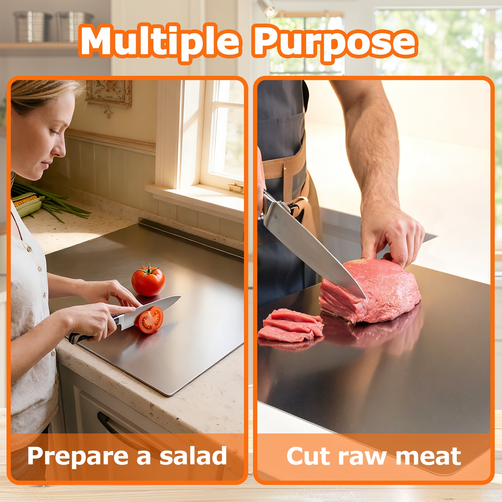 Stainless Steel Cutting Boards 15.75"x 11.8" Cutting Boards for Kitchen, Suitable for Meat, Fruits, Vegetables