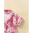thumbnail image 5 of Caoirhny Kids Girls Pajamas Set, Flower Print Short Sleeve Turn-down Collar Tops with Elastic Waist Shorts Sleepwear, 5 of 9