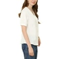 thumbnail image 4 of INSPIRE CHIC Women's Work Office Top Button Up Ruffled Flat Collar Short Sleeve Shirt, 4 of 6