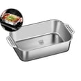 thumbnail image 2 of Stainless Steel Cake Pan Baking Pan with Handle Rectangle Baking Bakeware for Fish Cakes Breads Casseroles Vegetables, 2 of 4