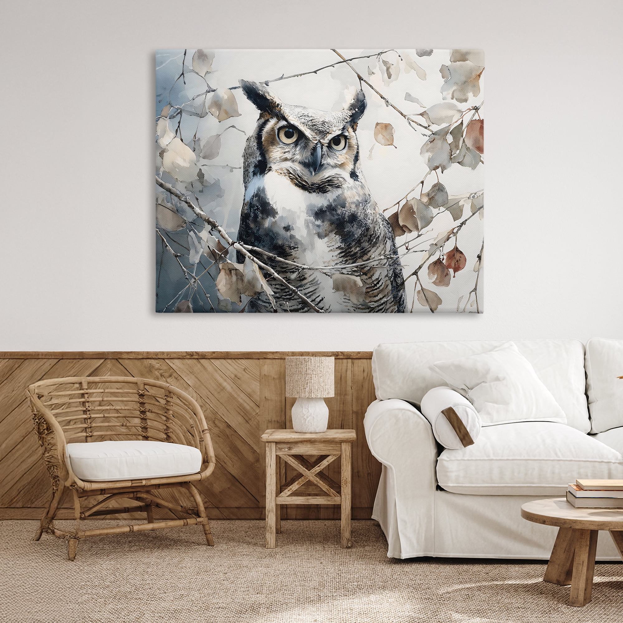 Stupell Industries Horned Owl Perched Canvas Wall Art, design by Franklyn Gregory