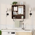 thumbnail image 4 of Vecenuy Modern Bathroom Wall Cabinet, Medicine Cabinets with Mirror, Over The Toilet Storage Cabinet for Bathroom, Towel Bar, Sliding Door, 3 Lighting Modes, Adjustable Brightness, Dark Walnut, 4 of 7