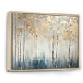 thumbnail image 2 of Designart "Blue And Gold Minimalist Forest II" Forest Floater Framed Wall Art Living Room, 2 of 5