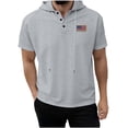 thumbnail image 5 of Men's Solid Color Short Sleeve Button Up Hooded Pullover, Casual Hoodie Top With Hood, Button Closure, Polyester Rayon Cotton Blend, Lightweight Breathable, Daily Wear | Zenithor,Gray XL, 5 of 5