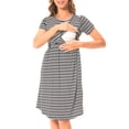 thumbnail image 5 of Bearsland Women’s Short Sleeve Midi Maternity Nursing Dress Casual  Breastfeeding Dress with Pocket, 5 of 6