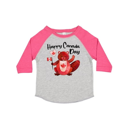 

Inktastic Happy Canada Day Cute Red Beaver with Canadian Flag Gift Toddler Boy or Toddler Girl T-Shirt