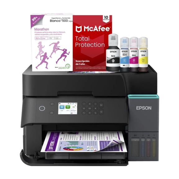 KIT MULTIFUNCIONAL EPSON L6370 ECOTANK WIFI + KIT DE TINTA + PAPEL + ANTIVIRUS