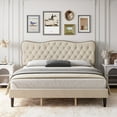thumbnail image 4 of 2024 New Full/Queen Size Bed Frame, Button Tufted Upholstered Platform Bed Frame with Adjustable Headboard, Wood Slat Support, Non-Slip and Noise-Free, No Box Spring Needed, Easy Assembly, 4 of 7
