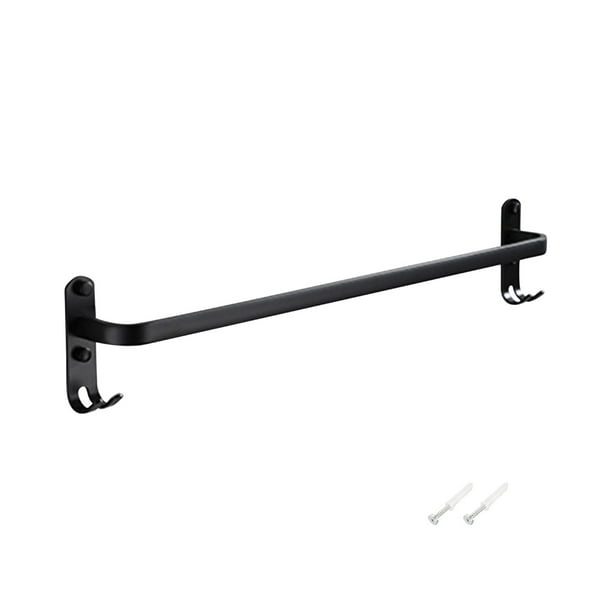 Toallero de aluminio negro, barra para toallas, barra superior e inferior para baño, toallero, toallero