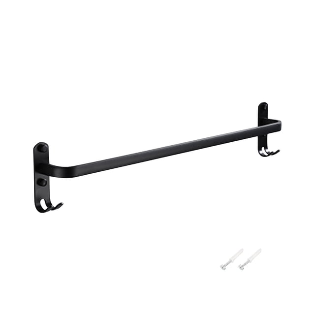 Black Space Aluminum Towel Rack, Towel Rod, Pole Bathroom Upper And Lower Pole, Towel Rack, Towel Rack