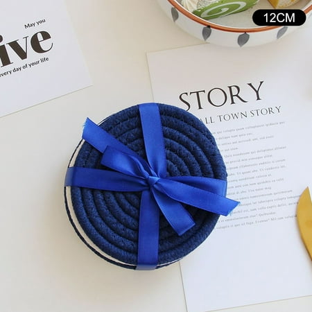 

Coasters Set Insulation Mat Water-Absorbing Round Plate Mat Set of 4 with Ribbon