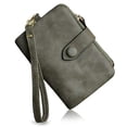 thumbnail image 1 of Womens Rfid Small Bifold Leather Wallets Ladies Wristlet with Card Slots Id Window Zipper Coin Purse Puprle, 1 of 6