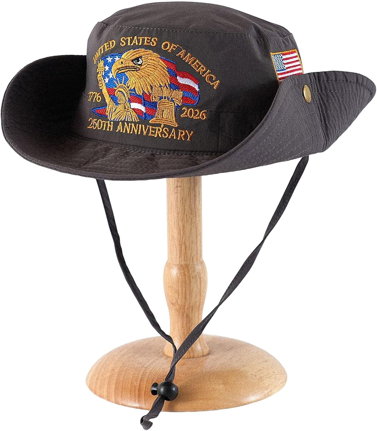 250 Anniversary USA Hat, 4th of July Patriotic Retro Adjustable Wide Brim Boonie Hat, Men & Women Top Bucket Hats