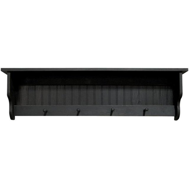 4 ft. Pine Shelf with Pegs, Charcoal
