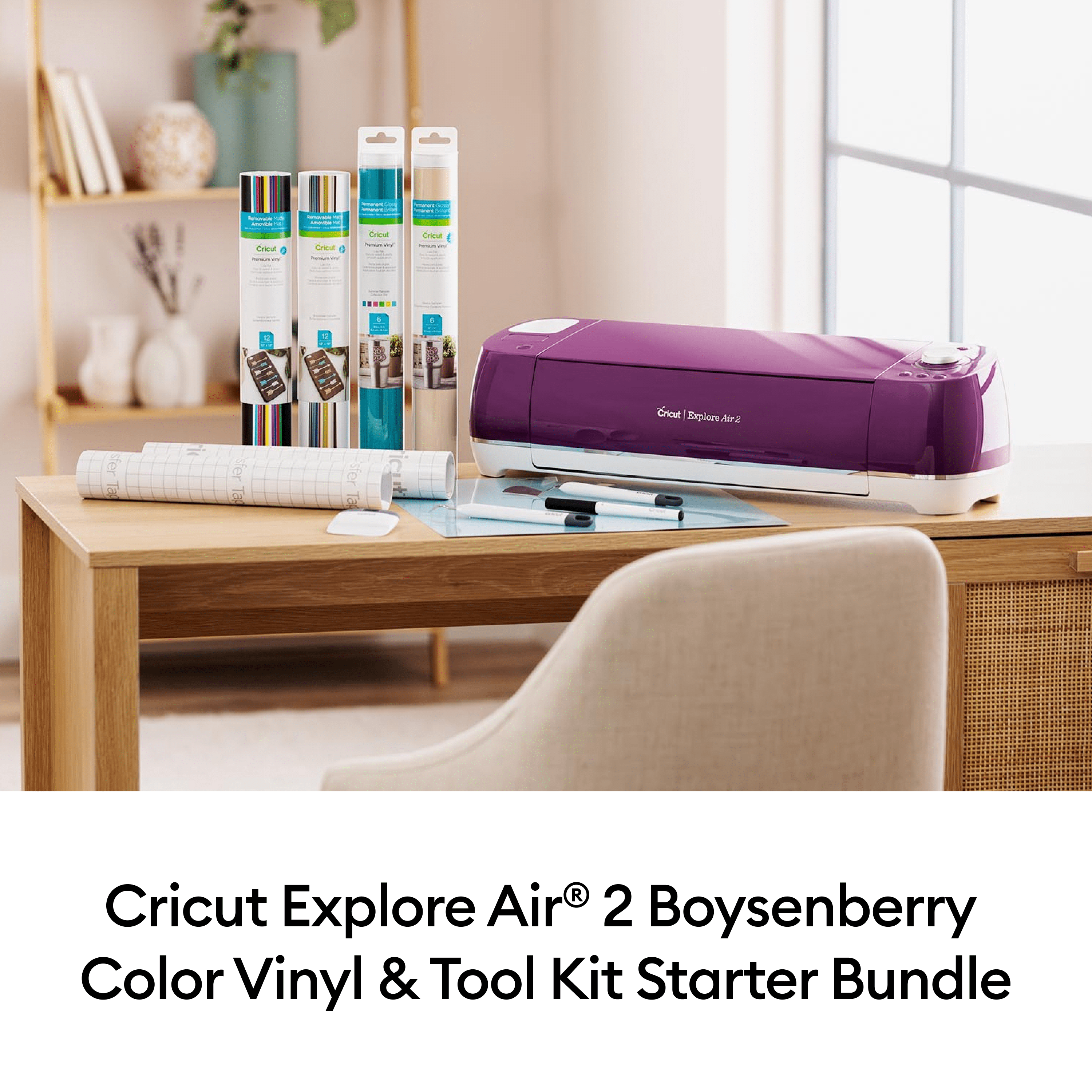 Cricut Explore Air 2 DieCutting Machine + Vinyl & Tool Kit Starter Bundle, Boysenberry  (图2)