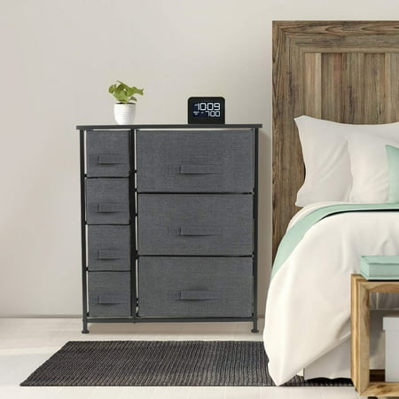 Black 7 Drawers Chest Dresser Walmart Com