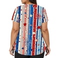 thumbnail image 5 of 250th Anniversary USA Scrub Tops Women Loose Short Sleeve USA Flag Print Scrub Shirts V Neck Independence Day Patriotic Scrubs Medical Nurse Uniform Nursing Workwear with Pockets Navy 2XL, 5 of 5
