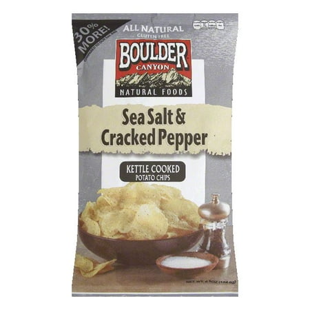 Boulder Canyon Sea Salt & Cracked Pepper Kettle Cooked Potato Chips, 6.5 Oz (Pack of
