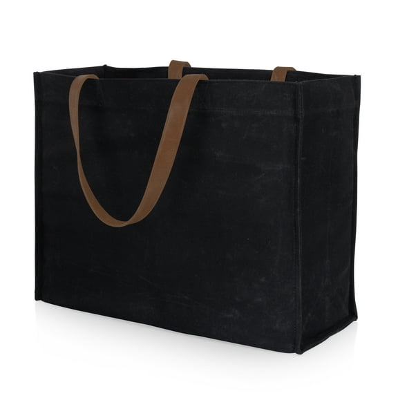 Oniva Market Waxed Canvas Tote with Leatherette Handles, Black