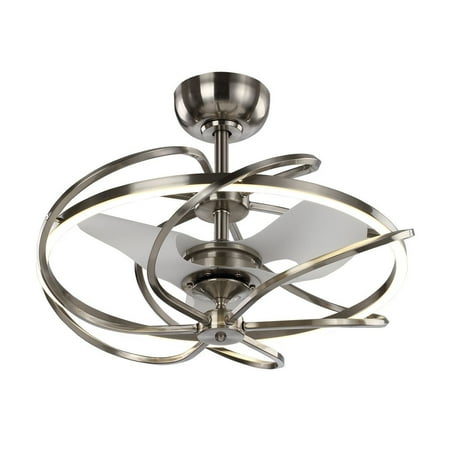 ceiling fan fandelier led inch remote nickel reversible satin fans light blades blade lights modern kit