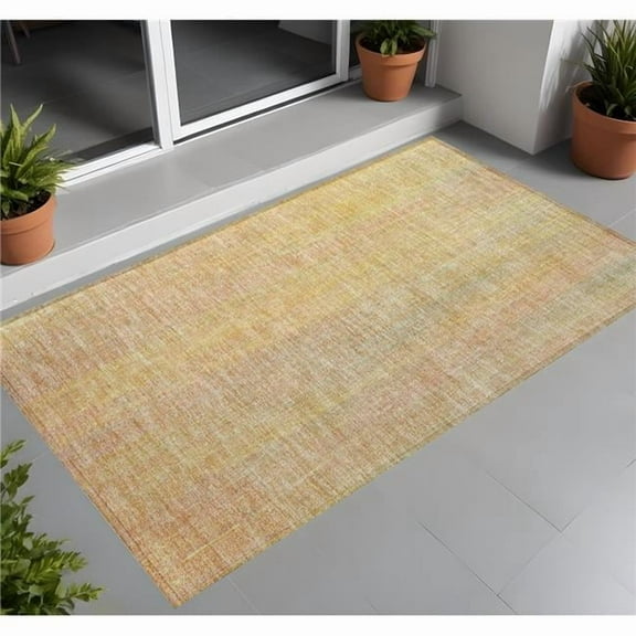 HomeRoots 562569 2 x 3 ft. Yellow & Orange Striped Washable Non Skid Indoor Outdoor Rectangle Machine Woven Area Rug