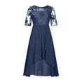 thumbnail image 2 of Women's Dresses Swing Long Dress Chiffon Floral Short Sleeve Ruffle V Neck Fashion Waist Flowy Dress Dresses, 2 of 5