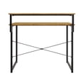 thumbnail image 3 of Castle Place Minimalist 39" Metal Computer Desk With Shelf, Light Oak, 3 of 11