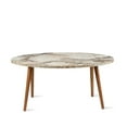 thumbnail image 2 of White Marble Oval Coffee Table with Wooden Legs, Modern Style Round Coffee Table for Living Room,Modern Oval/Round Side Table,Coffee Tables For Living Room,Center Table for Living Room, 2 of 4
