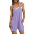 thumbnail image 2 of Tnhcen Women's Sleeveless Romper Shorts Cotton-Like Stretch Summer Jumpsuit with Pockets Casual Loose Fit Outfit S-2XL Multiple Colors Available, 2 of 8