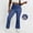 Navy, variant on Tqcoqu Faux Flare Jeans for Women High Waisted Tummy Control Stretch Wide Leg Pants Elastic Waist Faux Denim Trousers with Decorative Pockets,Blue,Women's S-XXL