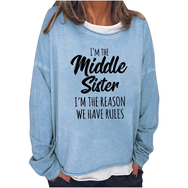Sudadera de gran tamaño con estampado de letras y texto divertido para mujer, cuello redondo, manga larga, suelta, blusa individual Pompotops gfhjh18802