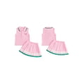 thumbnail image 2 of BemeyourBBs Toddler Baby Girl Golf Outfit Infant Baby Girl Summer Clothes Ribbed Sleeveless Half Button-up Collared Veast Tank Tops and Pleated Skirts Set Toddler Girls 2 Piece Summer Outfit, 2 of 9
