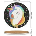 thumbnail image 2 of Round Drink Coasters, 4 Pcs Unicorn Head with Rainbow Hair and Stars Absorbent Ceramic Coaster with Cork Base for Coffee Cups Housewarming Gift for Home Decor, 2 of 5