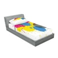 thumbnail image 2 of Ambesonne Vintage Fitted Sheet & Pillow Sham Set, Grunge Ink Splatter, Twinxl, Yellow Pink, 2 of 2