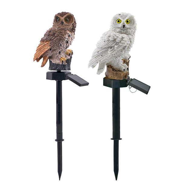 Encendiendo Solar Power LED Owl Lawn Light Lámpara impermeable para jardín (marrón claro) Lamparas