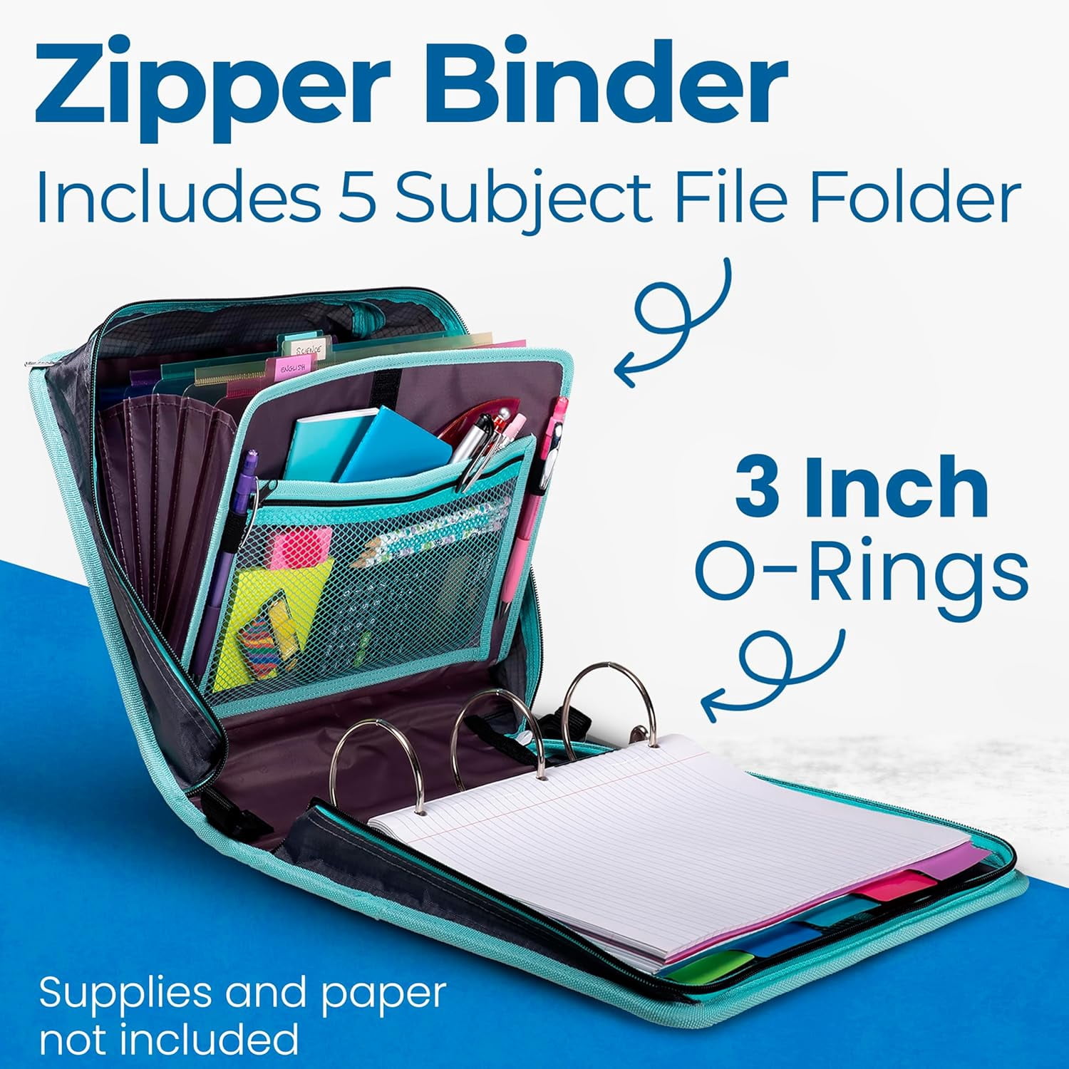 Case-it Nylon, Ribstop, Metal, Kraft Board Zipper Binder, 5 Color