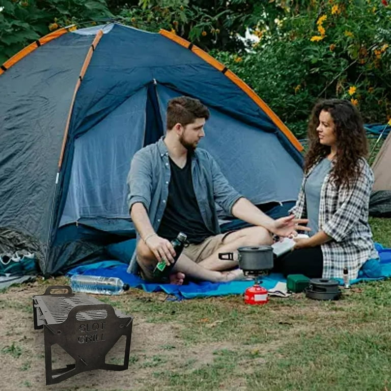 Collapsible Slot Grill - Portable BBQ Grill For Camping, Tailgating & Firepits, Tool-Free Setup In 30 Sec