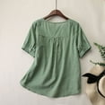 thumbnail image 6 of Women Embroidery Half Sleeve Loose And Slim V Neck Is Made Of Cotton Comfortable Elegant Women T Shirt, 6 of 8