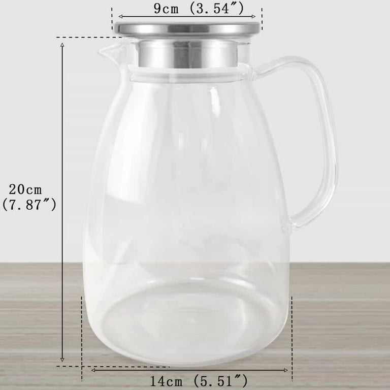Bunhut Glass Pitcher with Lid,68 Ounces Water Pitcher for Hot Cold Drinks,Glass  Water jar with Heat-Resistant Handle,Large Beverage Pitcher,High  Borosilicate Glass, Easy to Clean 