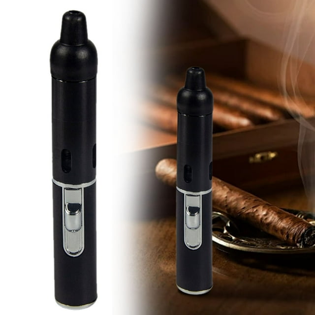 Windproof Lighter Cozival Metal Pipe Lighter, Windproof Adjustable Flame Torch with Volcanic Rock Refill, for Kitchen Cooking and Outdoor Use, Torch Lighter, Black