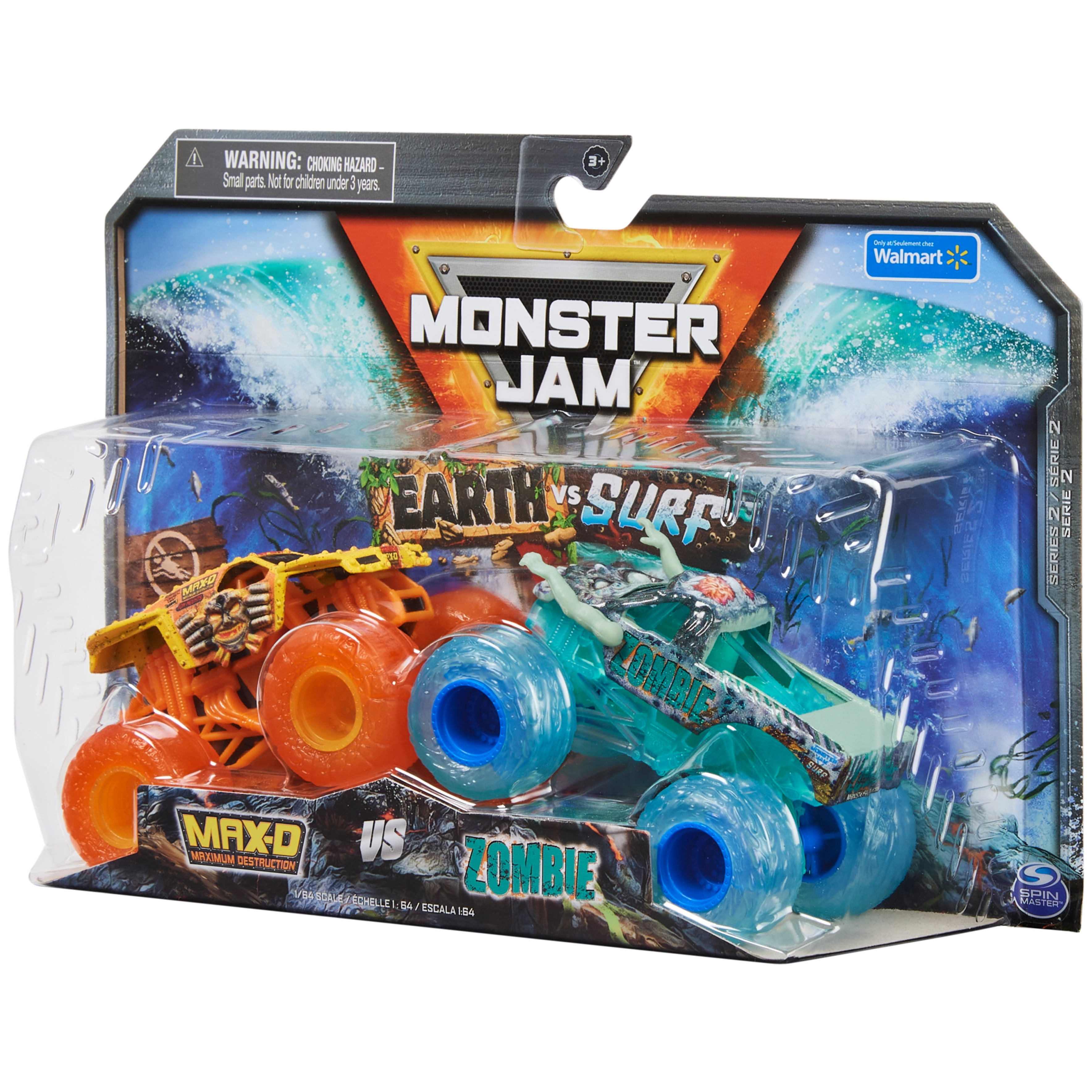 Monster Jam, Official Max D Earth Vs. Zombie Surf 1:64 Scale Die-Cast Monster Trucks, Kids Toys for Boys Ages 3 and up