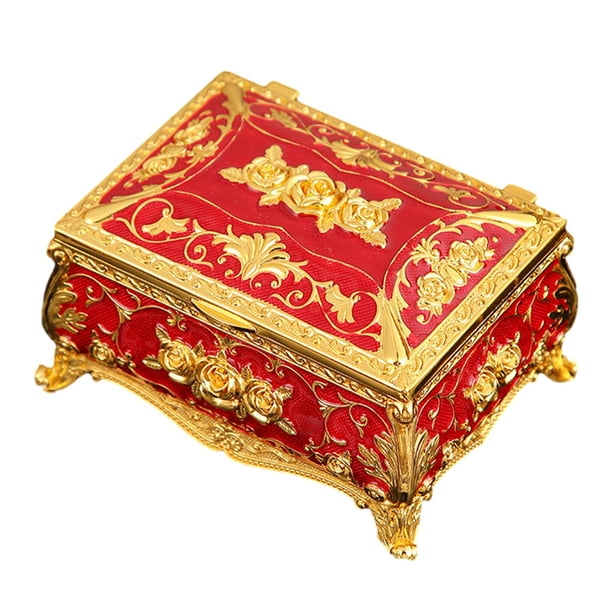 Caja de joyería esmaltada para mujer, joyero, tocador para mujer, caja de almacenamiento de joyería, caja de regalo de recuerdo para pendientes, anill Rojo