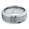 thumbnail image 2 of Tungsten Semicolon Punctuation Mark Symbol Band Ring 8mm Men Women Comfort Fit Gray Step Bevel Edge Brushed Polished, 2 of 4