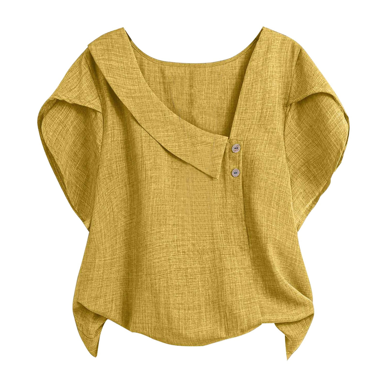 ManxiVoo Women's Flowy Petal Sleeve Blouse With Unique Asymmetric