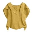 thumbnail image 2 of Kelon Shirts for Women Short Sleeve Shirts Crew Neck Linen Cotton Summer Business Work Basic Tees, XL, 2 of 3