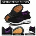 thumbnail image 4 of Tennis Shoes Womens Fashion Knitted Platform Sneakers Arch Support Orthopedic Walking Shoes Slip on Antislip Workout Athletic Shoes Purple Size 9.5, 4 of 7